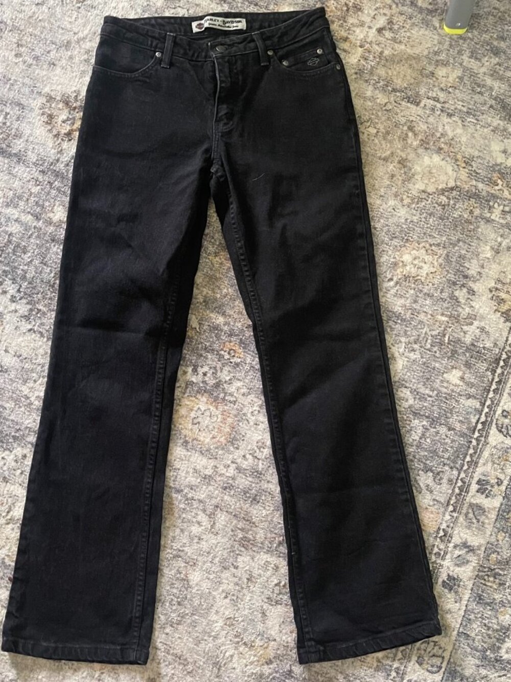 Harley Davidson Women's 8 Jeans Bootcut Black Motorcycle Riding Denim T6